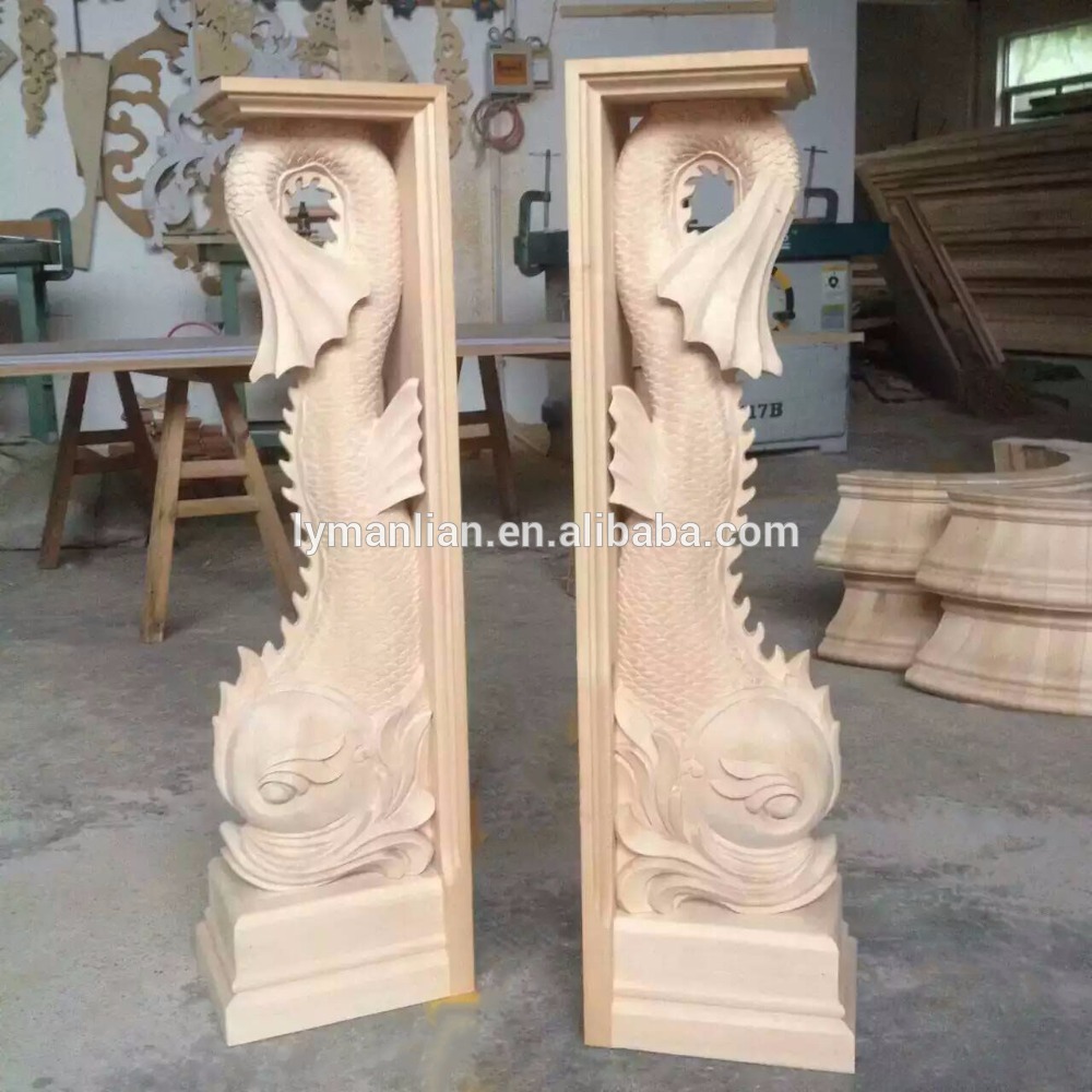Solid wood carved wood Island post