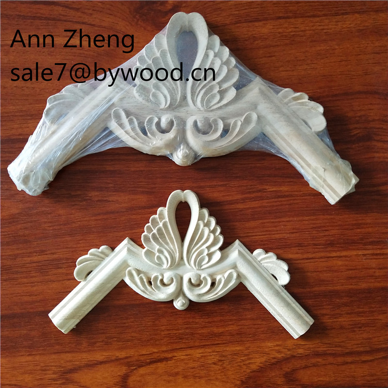 solid Wood Carving material  Scroll Corner decorative furniture onlays appliques