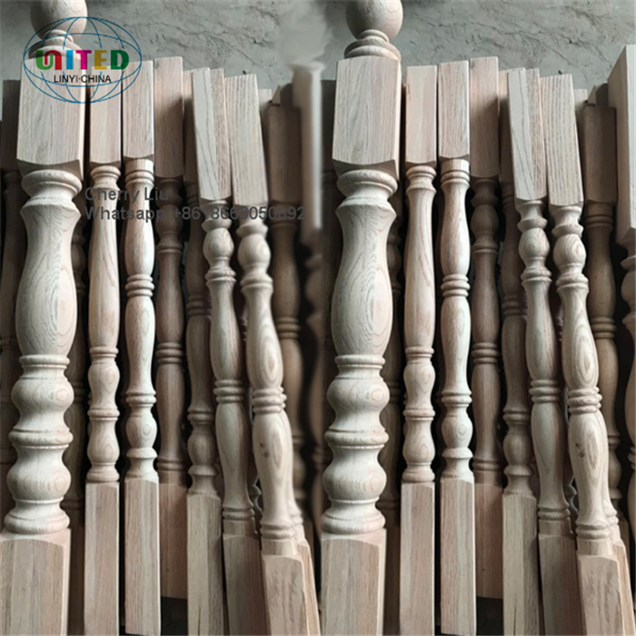 Wood Carved Solid Staircase Pillar