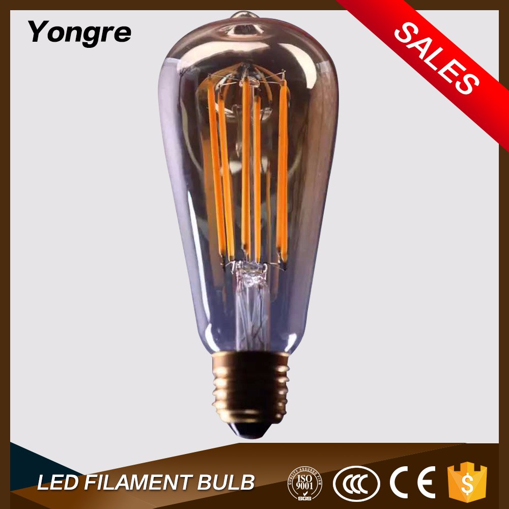 New product ST64 led bulb for e27 edison vintage all glass filament led lamp