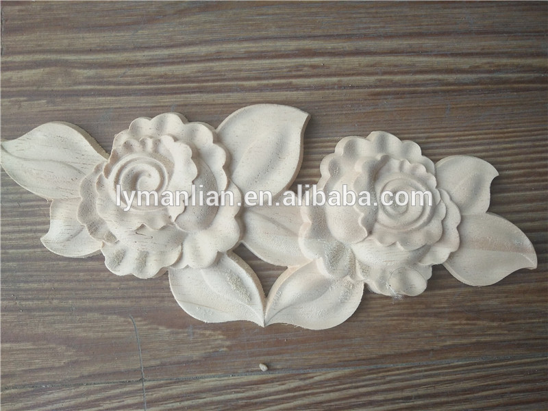 Real wood Floral Scroll applique and onlay decorative moulding for exterior