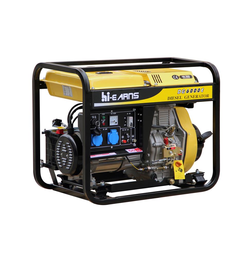 5000 Watt power yellow color electric start single phase portable diesel generator