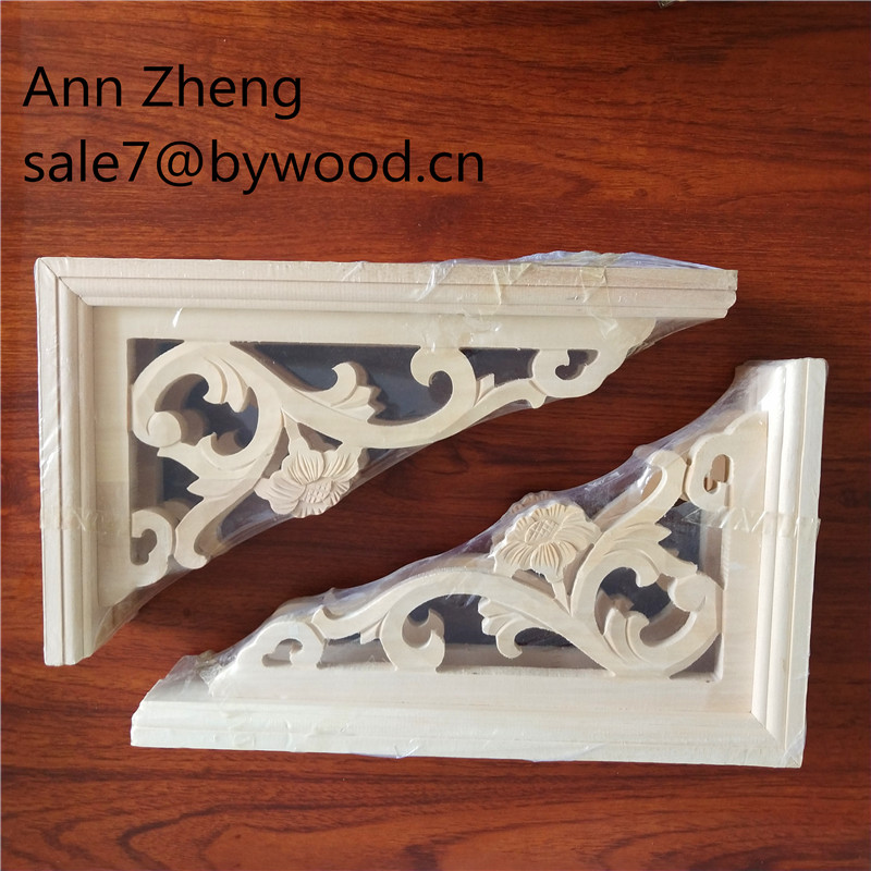 rubberwood material crafts and carved wood  Scroll  Corner Applique