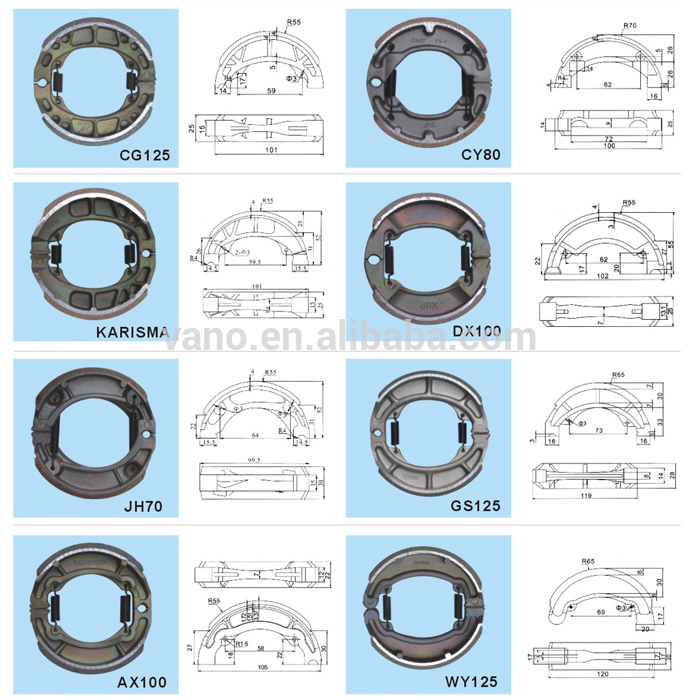 RS100 RXT135 DT125 Motorcycle Rear Brake Shoes