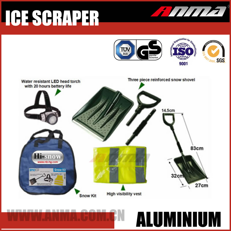 Multi-function LED torch safety vest folding handle heated plastic snow shovel