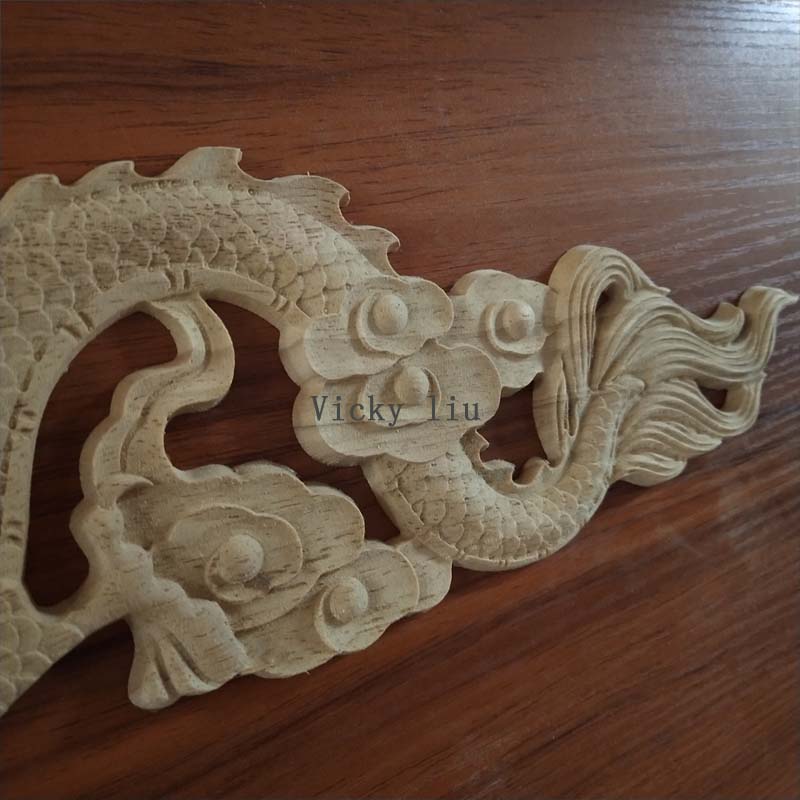 Chinese dragon Carved Onlays Mouldings Antique Decorative Wood