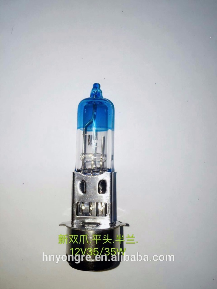 Hight quality 12V35/35W motorcycle headlight bulb, two claws base, half blue(flat top)