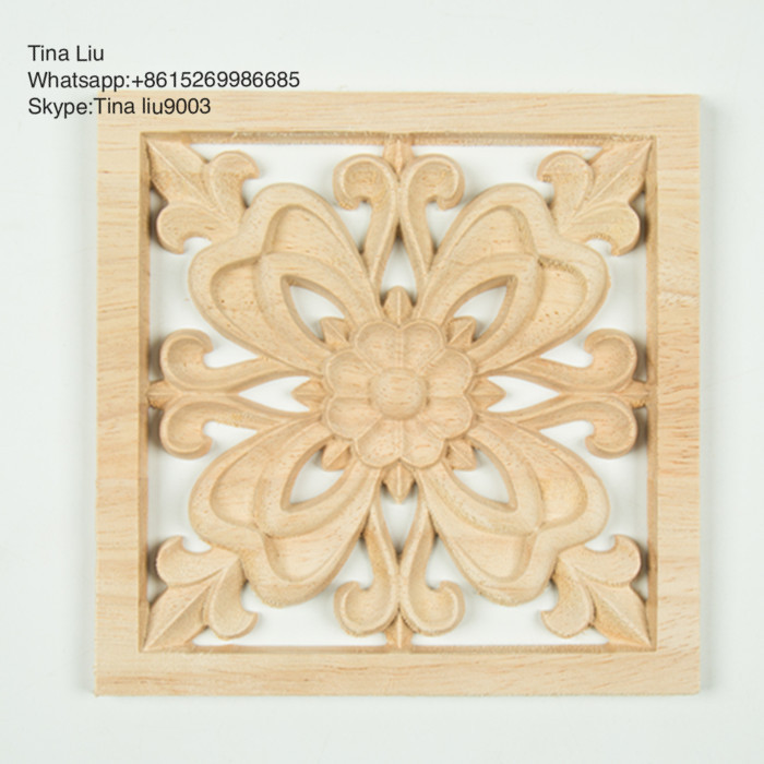 square wood rosettes onlays for home decoration