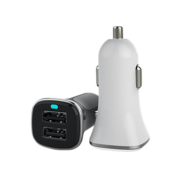 Universal Dual USB Car Charger DC12/24V Black Color