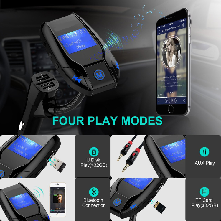 Portable fm transmitter bluetooth car mp3 player fm transmitter