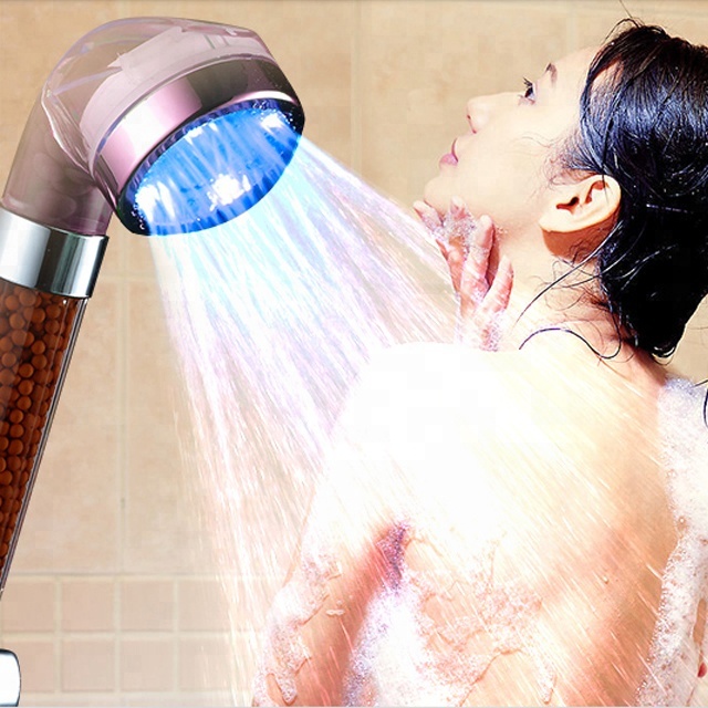 China wholesale automatic colorful lighting change bathroom hardware smart led shower kit