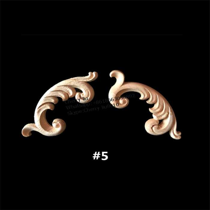 Floral Wood Carved Decal Corner Appliques onlays wooden carvings decoration