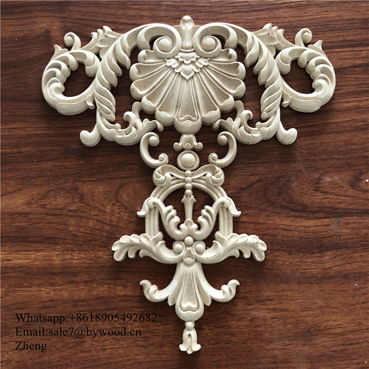 Natural wood carving  wood onlays cheap classical hand carved wood appliques and onlay