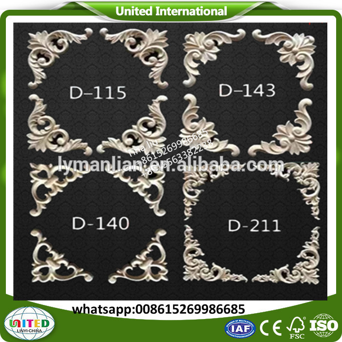 Sculpted wooden floral onlay pair European style timber applique