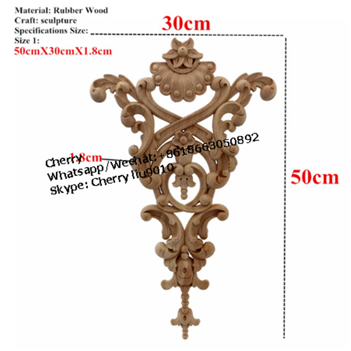 Solid Wood Furniture Parts Wood Applique Onlays Frame Moulding For Wall