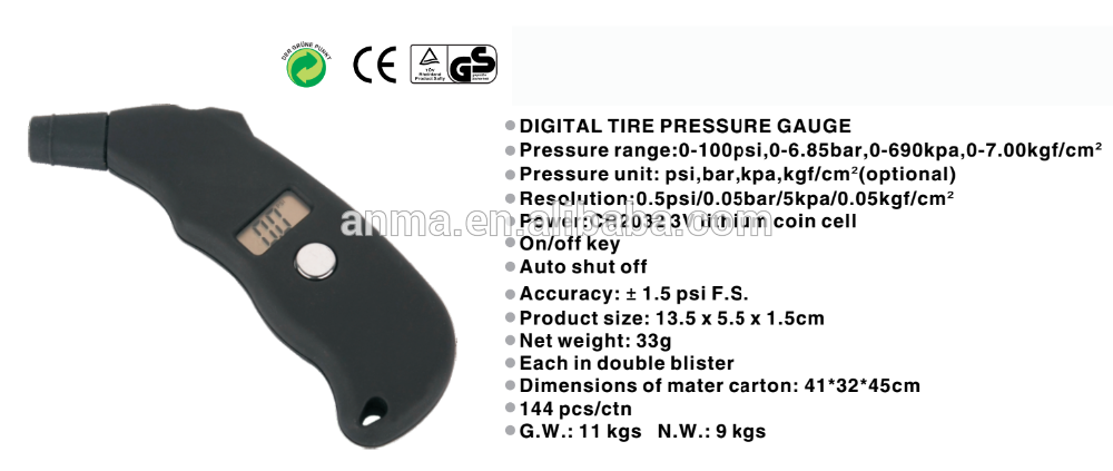 Digital Tire Pressure Gauge 0-150 PSI with backlight LCD for Car, Motorcycle, Bicycle, and Truck