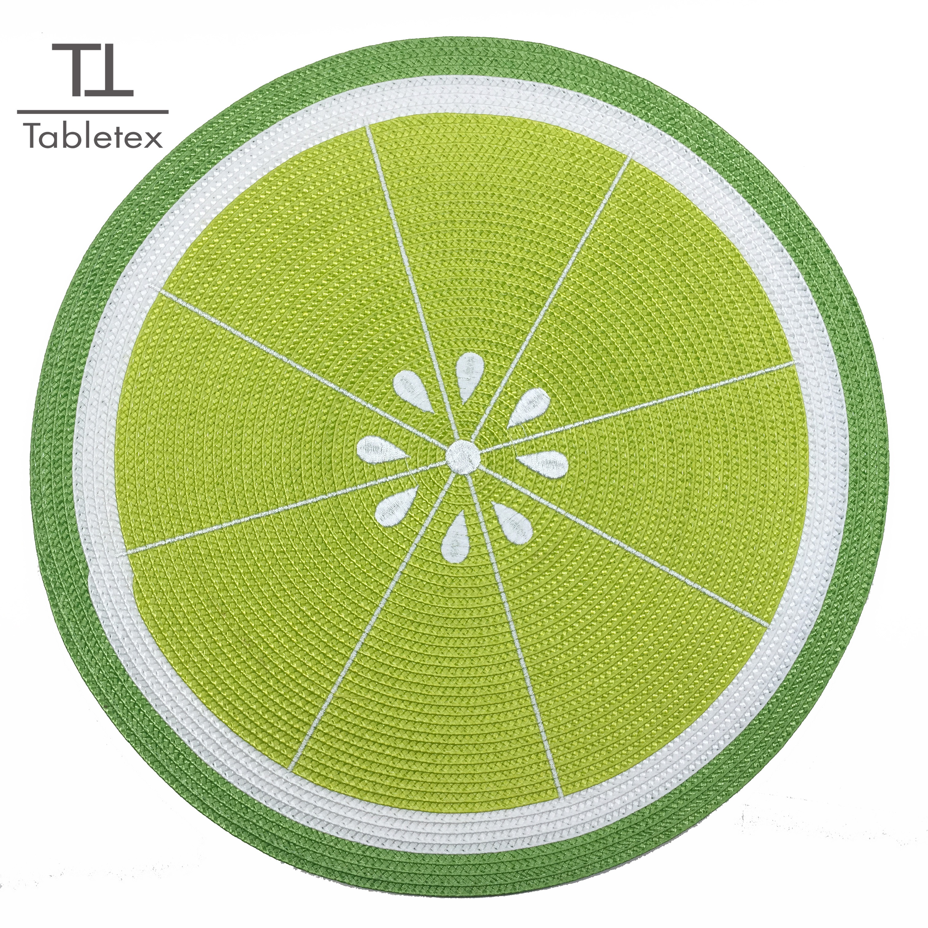 Tabletex lemon style embroidered  placemat polypropylene woven placemat watermelon mat
