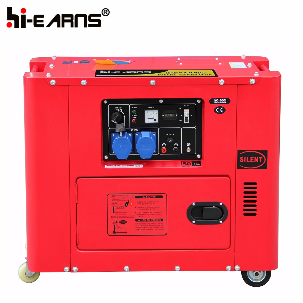 Air-cooled silent diesel generator DG6500SE with silver color panel