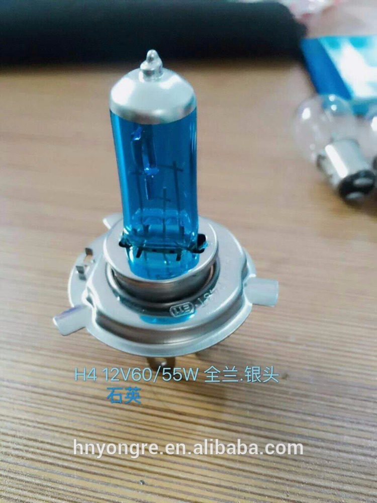 Hight quality H4 headlight bulb, 12V 60/55W color blue, silver top