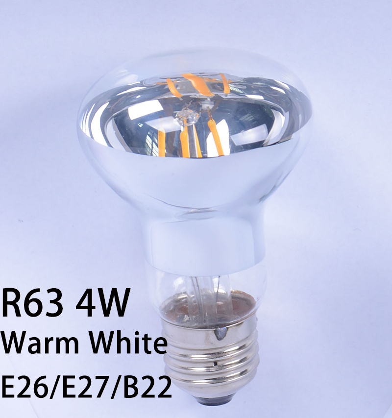 R80 R63 R50 Silver plated  led bulb r63 led filament bulb 4w 6W 8W  e27 dimmable  glass CE/ROHS/ERP