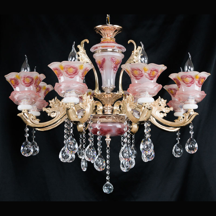 Round Wrought Iron Cover Home French Empire Crystal Chandelier