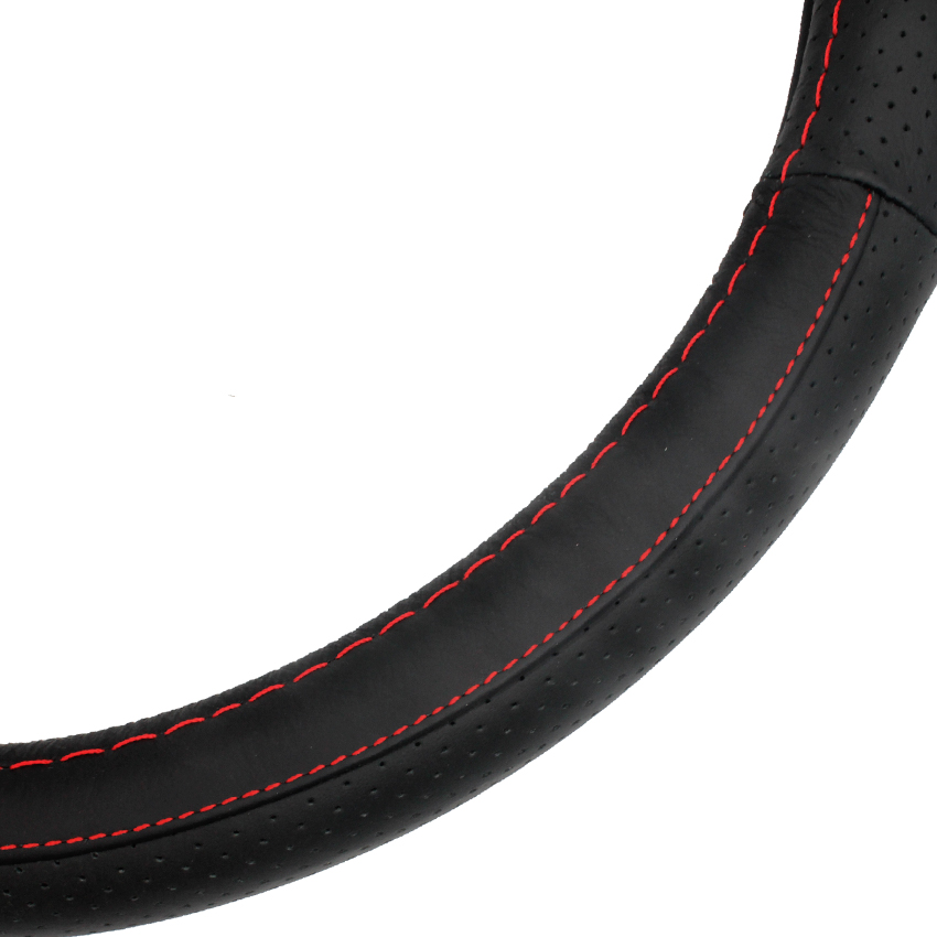 Car Steering Wheel Cover Red /Black Anti-Slip 38cm Universal