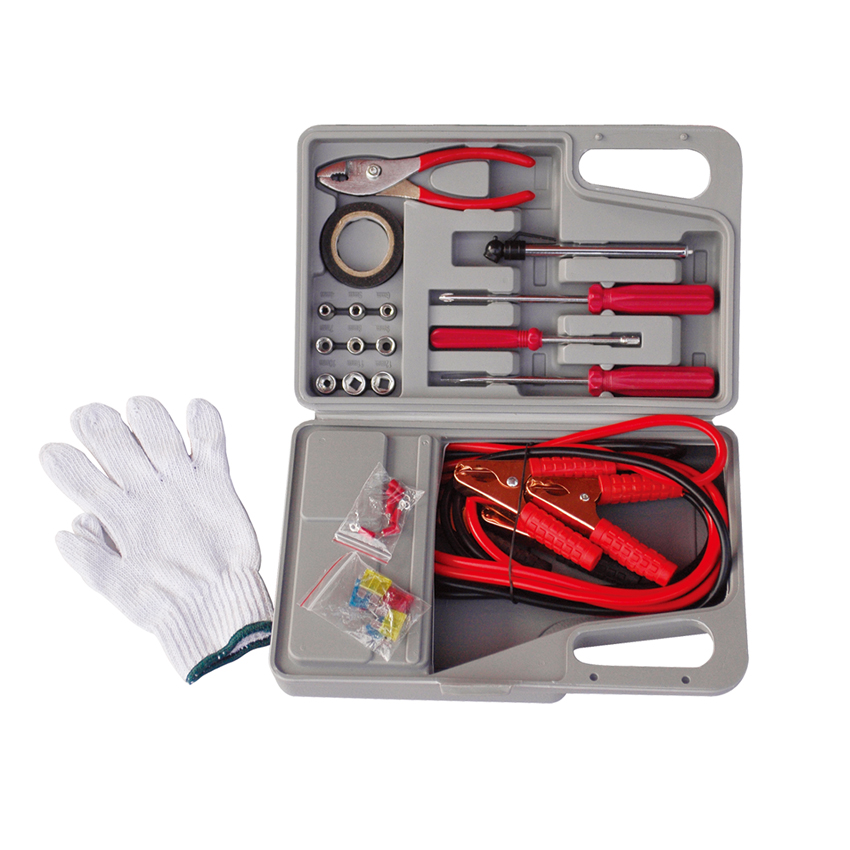 first aid kit car safety emergency kit roadside assistant tools, car emergency tool kit with air compressor