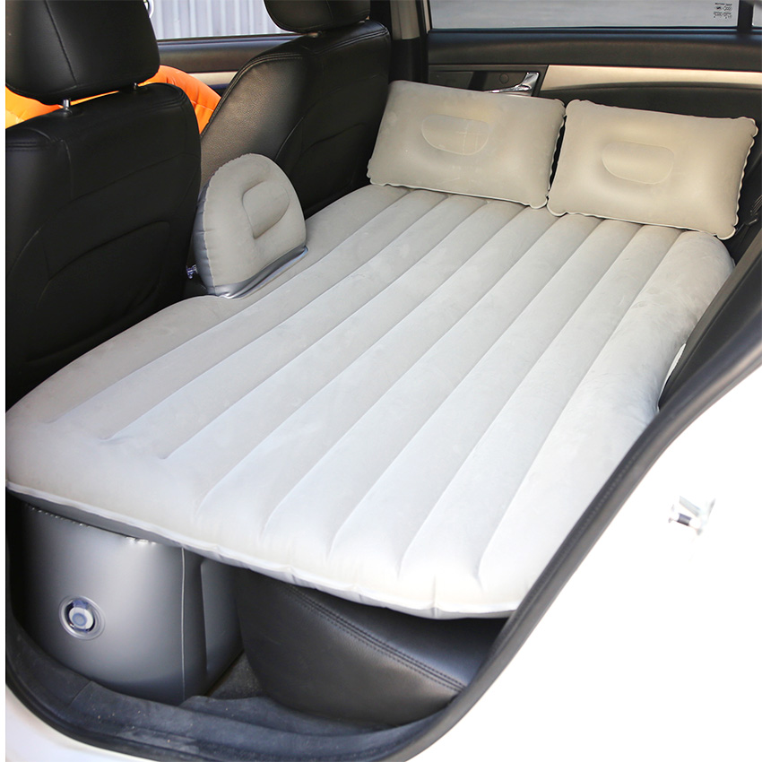 Grey Color Inflatable Car bed Flocking Car Air Mattress With Side Guard
