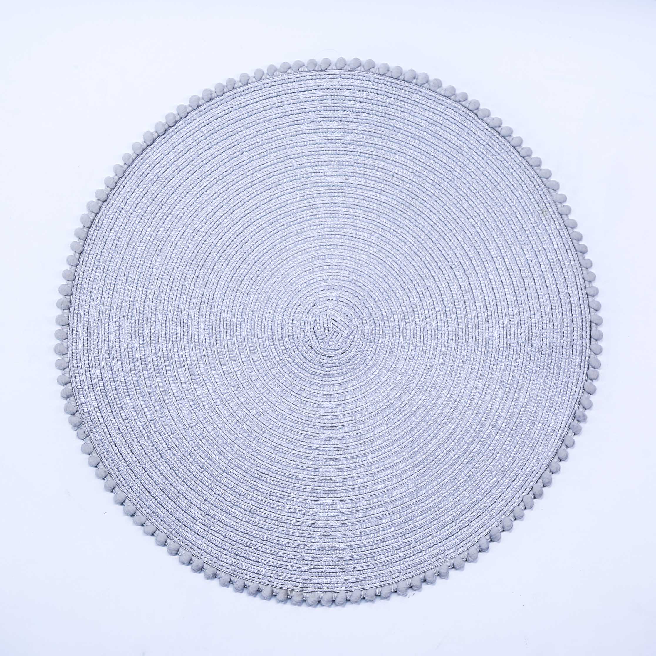 Tabletex PP woven round Pom Pom Placemats Sewing Braided Table Mats polyester Tableware