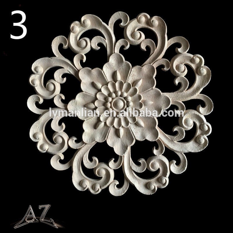 empty wood carving Round wood appliques decorative religious wood applique