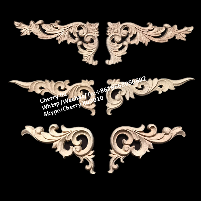 Wood Furniture Parts Wood Rosettes Applique Ornaments