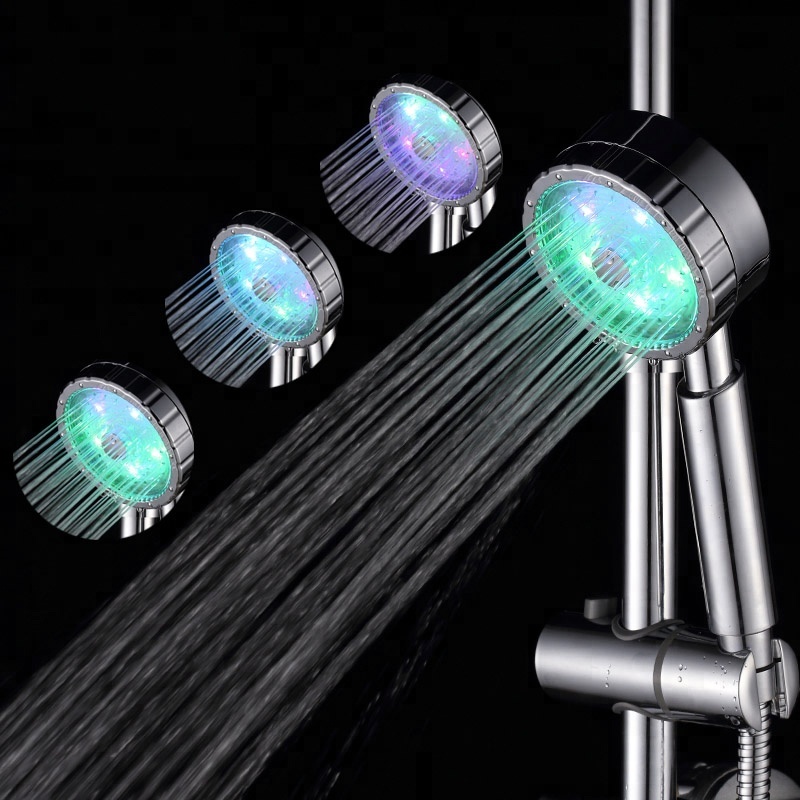 ABS Material Temperature Detectable Switch Controlled Colors Changing LED Shower Head