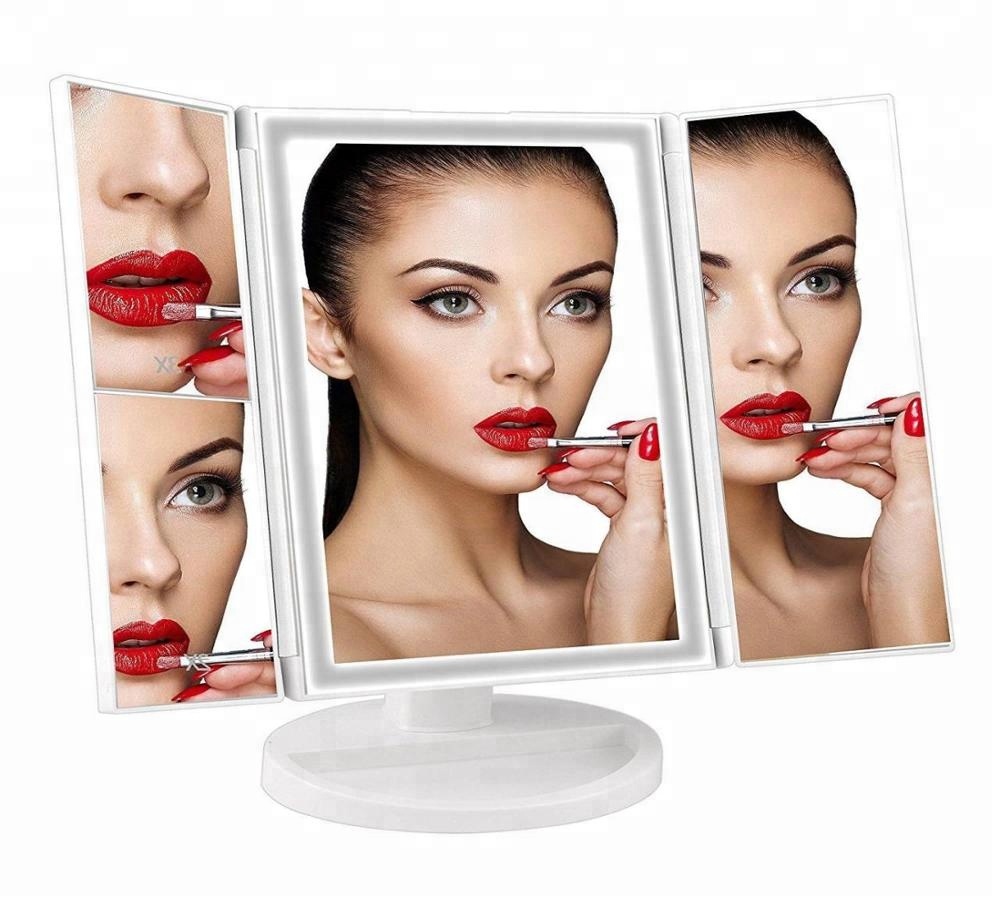 Global hot sales three-side two powered makeup mirror with 2X3X magnification
