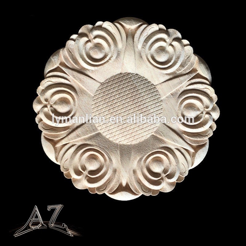 decorative religious Round Rosettes wood applique decorative furniture onlays appliques