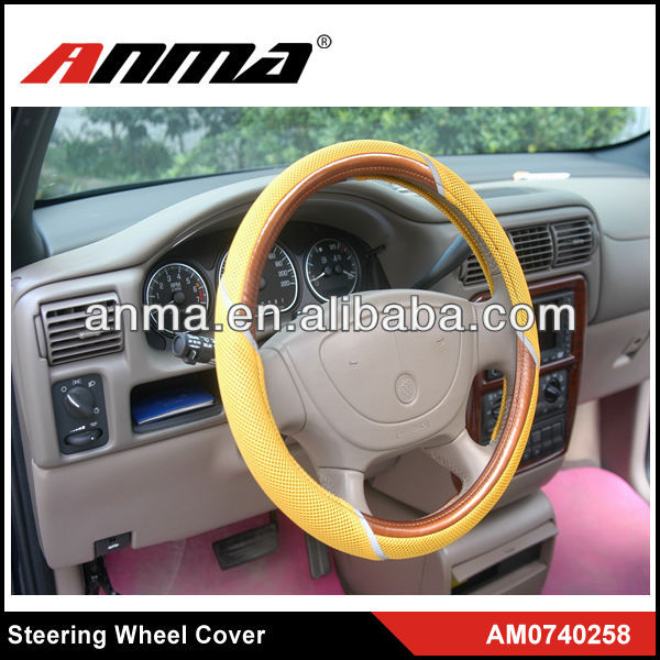 2013 ANMA popular car steering wheel covers leather yellow