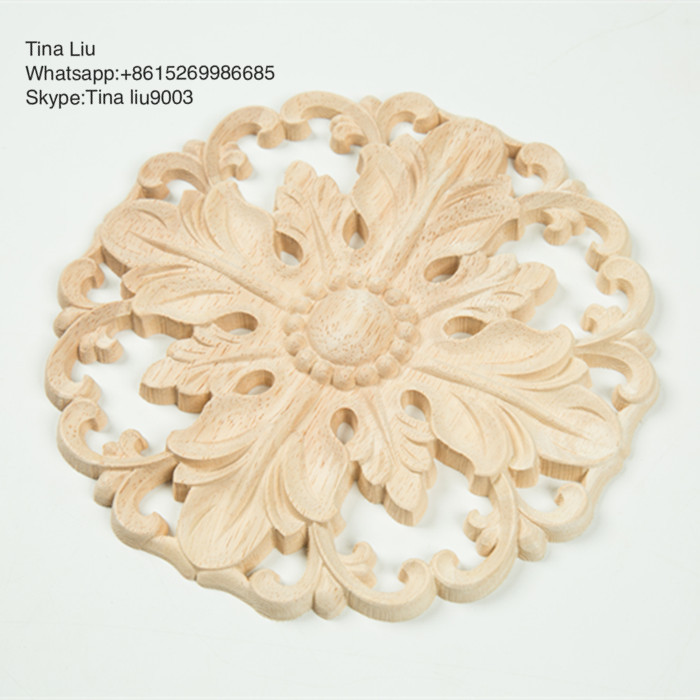 Molding Rosette with Decorative Styling Natural Rubberwood Millwork Moldings Rosette