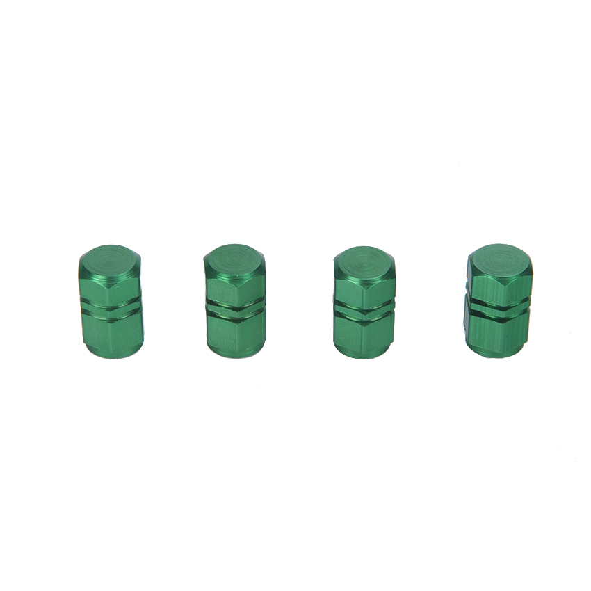Green aluminum alloy tire valve cap/ air alert tire valve cap