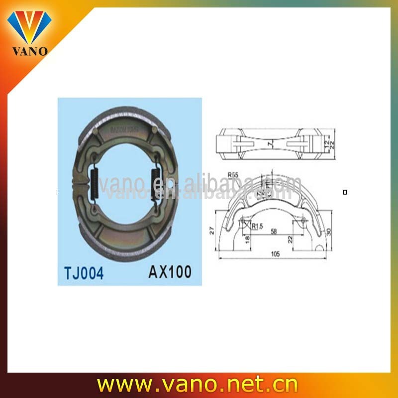 Leather and aluminium AX100 motorcycle brake shoes
