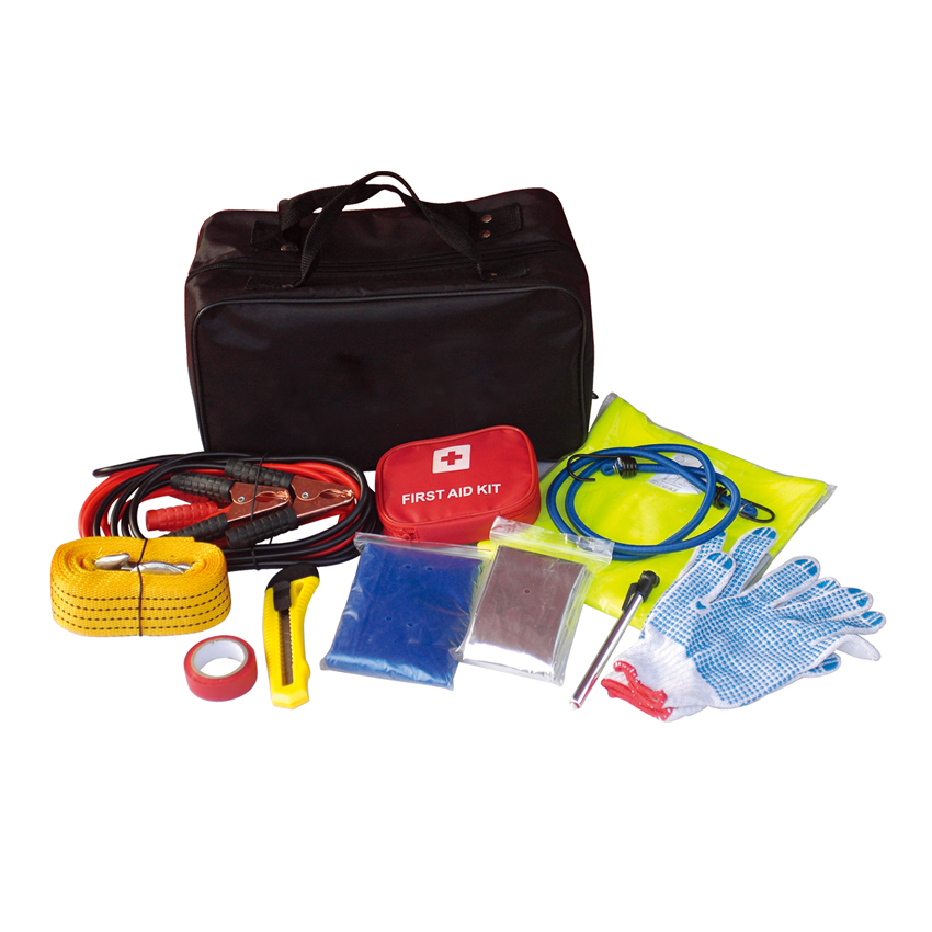Toprank Roadside Assistance Kit Auto Road Safety Repaire Tool Bag Portable Roadside Car Emergency Kit With Air Compressor