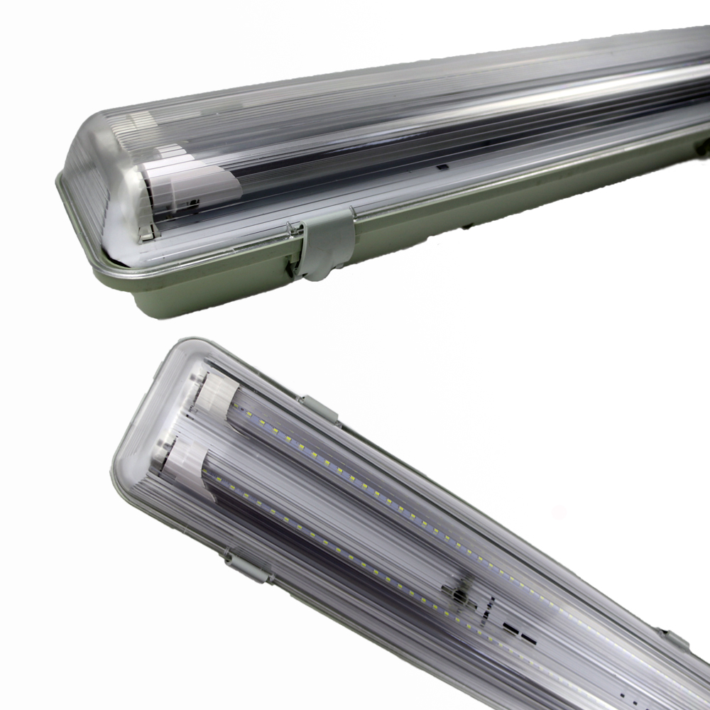 PC clear cover 1200mm 2*9w ip65 18W 36W 45W Led tri-proof double tube light fitting