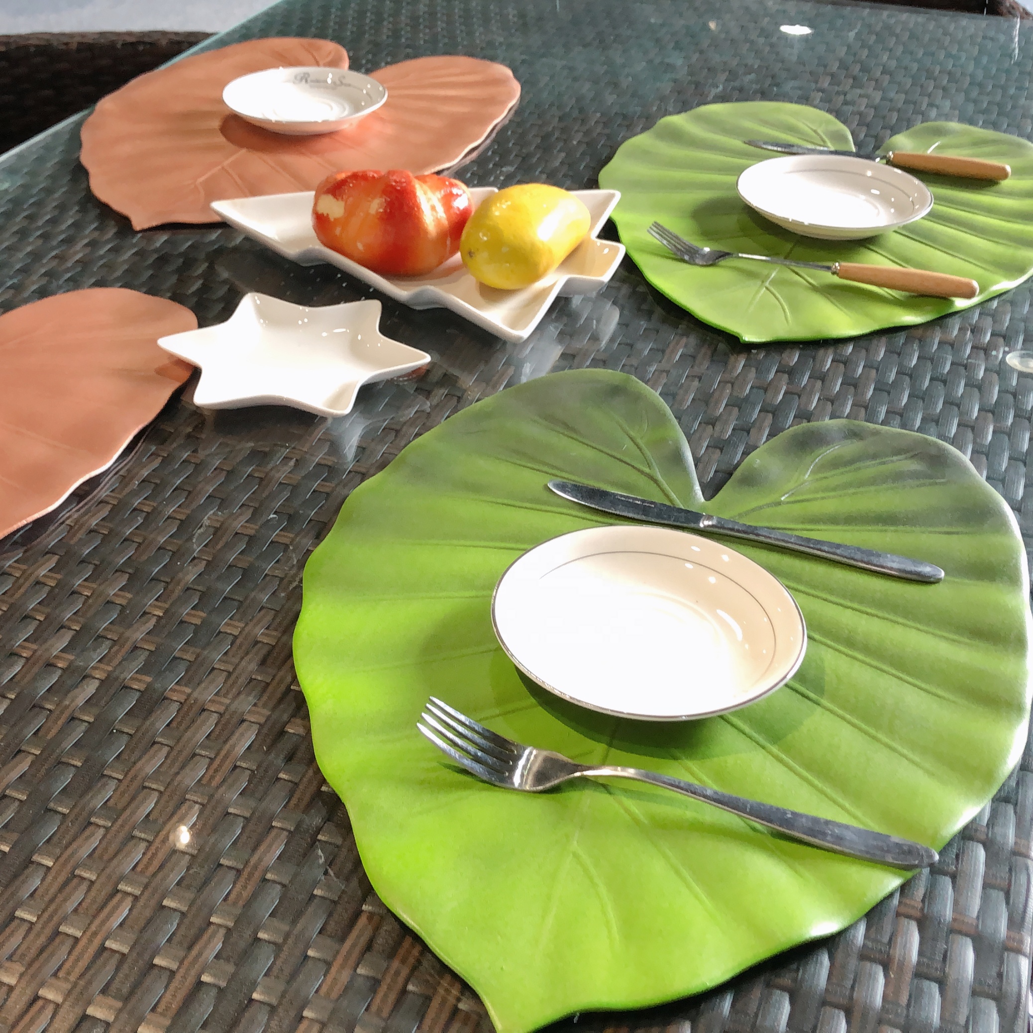 Tabletex Turtle Leaf Eva Placemat Simulation Tropical Rainforest Style Outdoor Wedding Turtle Palm Palm Placemat EVA  Placemat