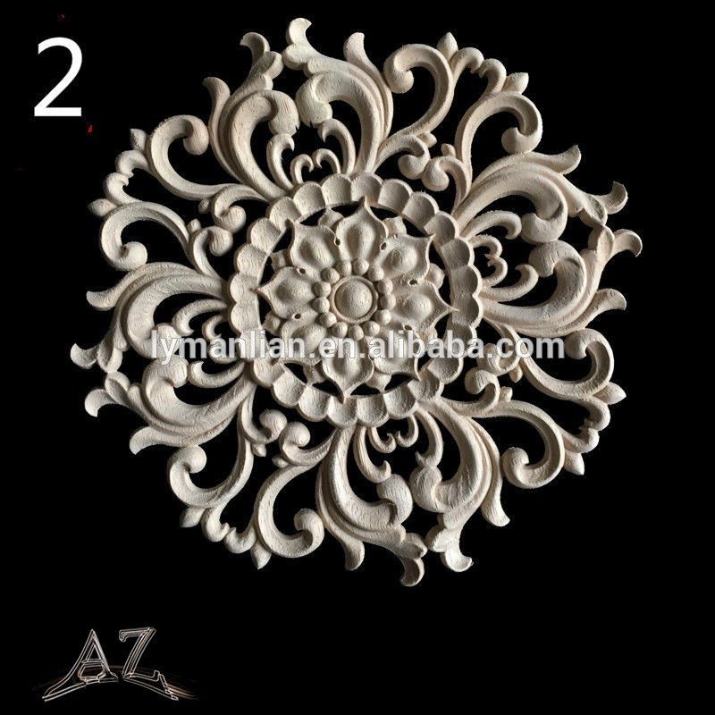 hand carved wood onlays Round wood appliques  and onlays