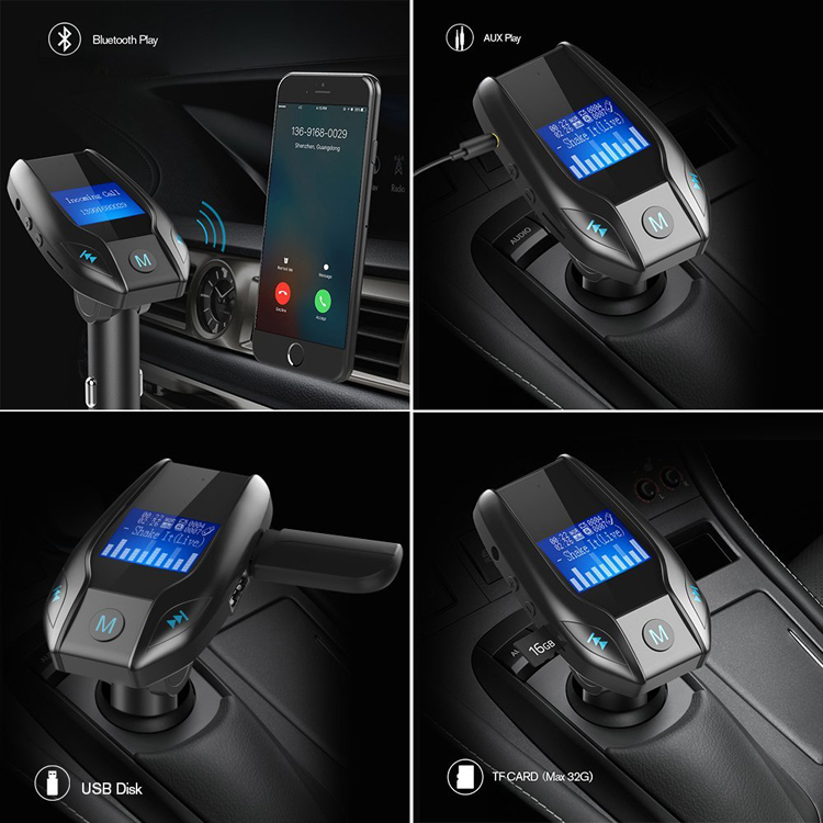 Portable car mp3 player fm transmitter bluetooth car fm transmitter