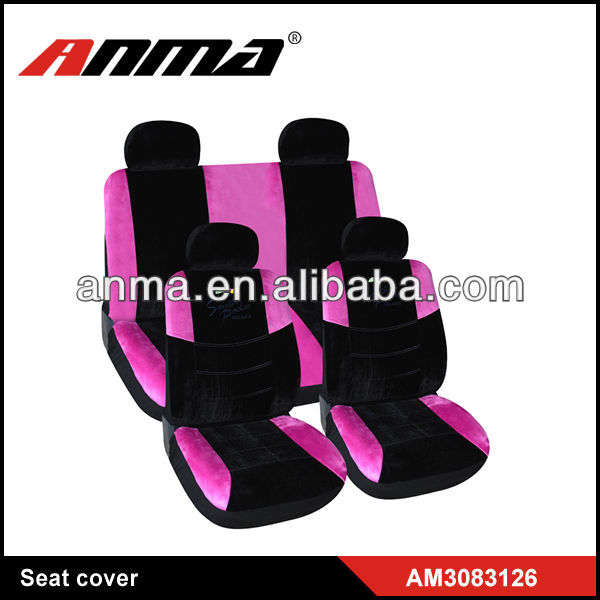 velvet pink car seat covers with customized logo