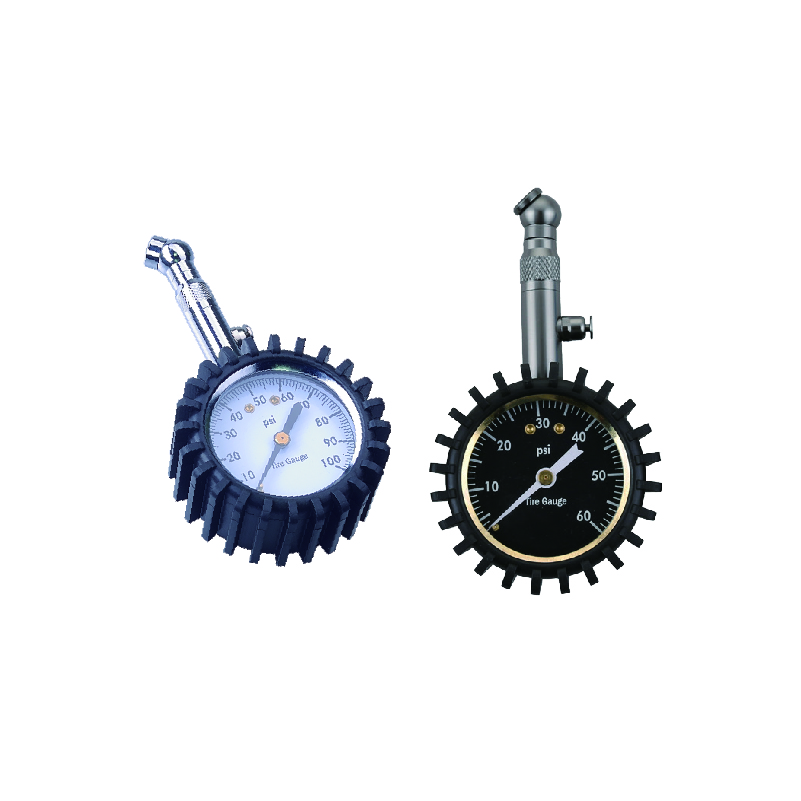 2 Tire Pressure Gauge With Angle Chuck And Rubber Casing