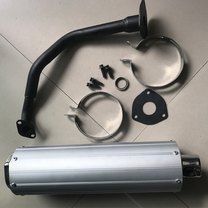 Silver Carbon Fiber Silencer Muffler Exhaust Fit For GY6 150CC Scooter