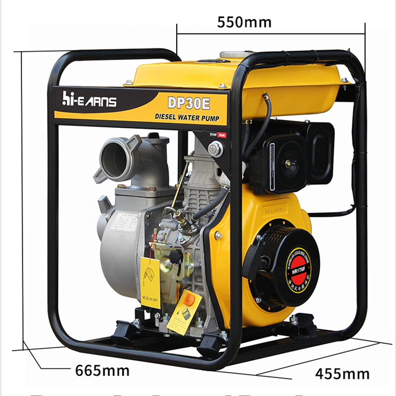 Electric start 3 inch diesel engine portable water pump