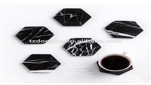 Tabletex  black marble coaster for drink  paper printed MDF cork backed placemat