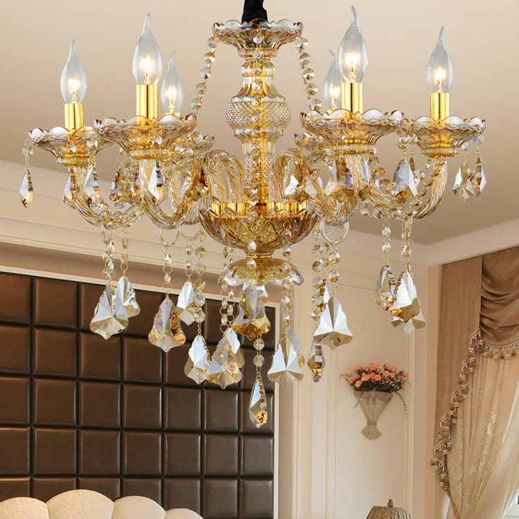 Bedroom Crystal Glass Material Crystal Chandelier With Leaves