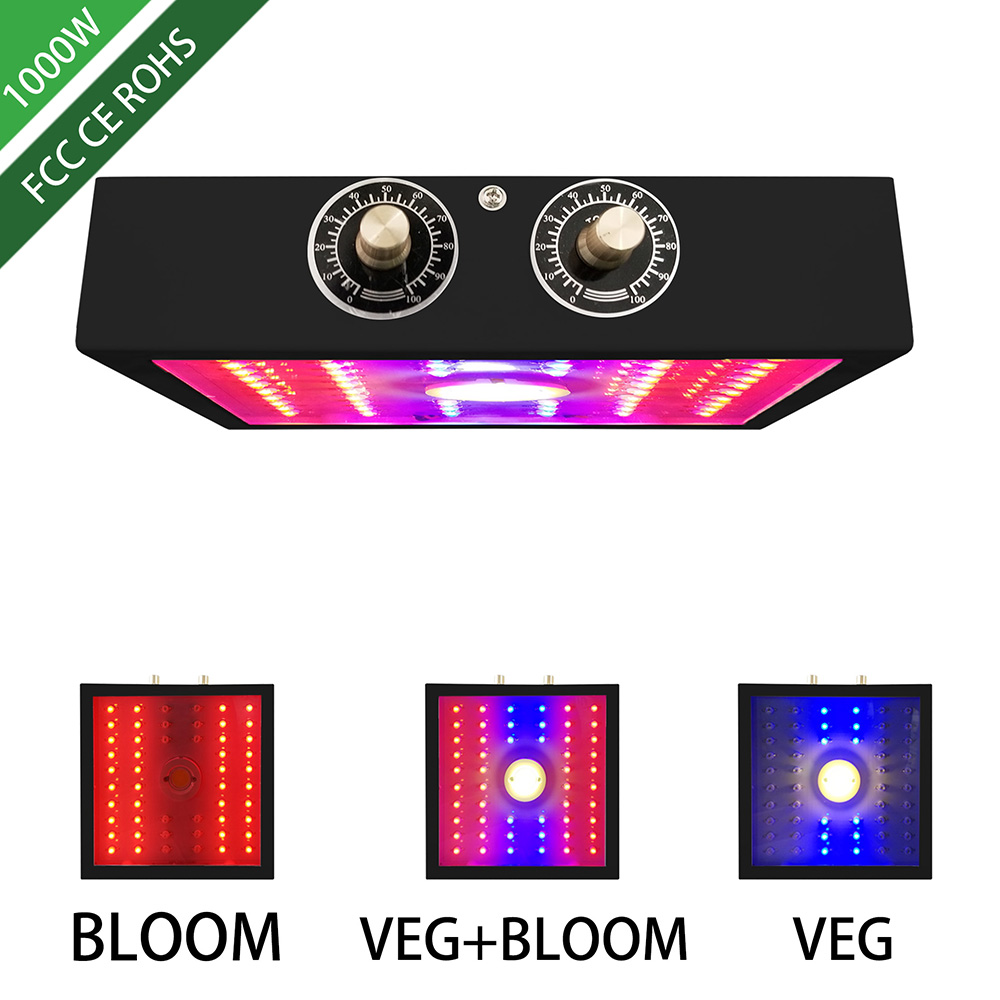 1100W Black Square Full Spectrum COB Indoor Plants LED Hydroponics Grow Lights for Indoor Plant Growth